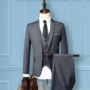 Σετ ανδρικά κοστούμια Blazers 3 τεμαχίων Wedding Business Elegant Formal Γιλέκο Παντελόνι Ολόκληρα Παλτό 2022 Luxury Slim Fit Μπουφάν Δωρεάν αποστολή