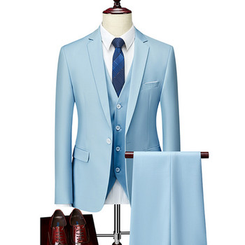 Σετ ανδρικά κοστούμια Blazers 3 τεμαχίων Wedding Business Elegant Formal Γιλέκο Παντελόνι Ολόκληρα Παλτό 2022 Luxury Slim Fit Μπουφάν Δωρεάν αποστολή
