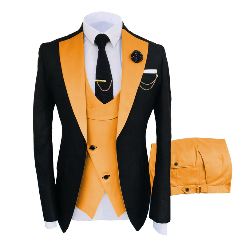 Férfi 3 peice blézer öltöny Esküvői Szettek Kabátok Mellény Nadrág Elegáns Kabát Luxus Dizájn A legújabb jelmezek, 2022-es barátdivat