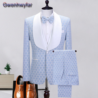 Gwenhwyfar Férfi esküvői öltönyök vőlegény szmoking csúcsos hajtóka férfi divat 3 darab egyedi karcsú szabású férfi öltöny dzsekik Traje de novio készlet