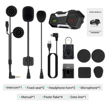 HEROBIKER 2 комплекта 1200M BT мотоциклетна каска Интерком Водоустойчива безжична Bluetooth мото слушалка Интерфон FM радио за 3 карания