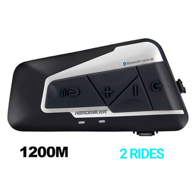 HEROBIKER 2 készletek 1200M BT motoros sisak Intercom vízálló vezeték nélküli Bluetooth Moto headset interfon FM rádió 3 útra