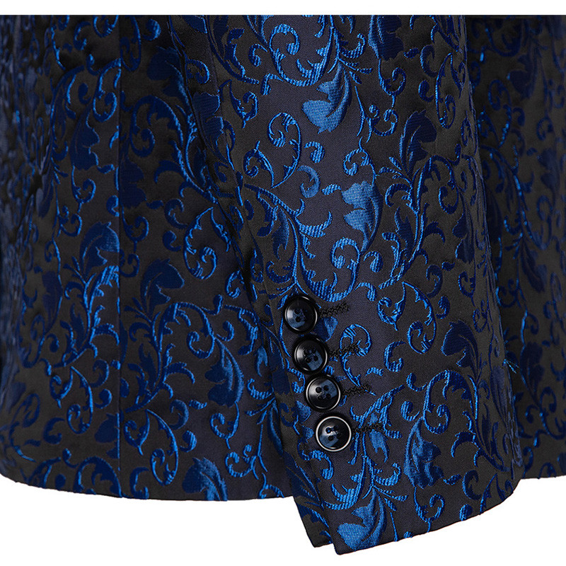 Virágos jacquard férfi öltöny klubbálba 2 részes karcsú esküvői szmoking férfi divat ruha szett Blézer nadrággal Raktáron