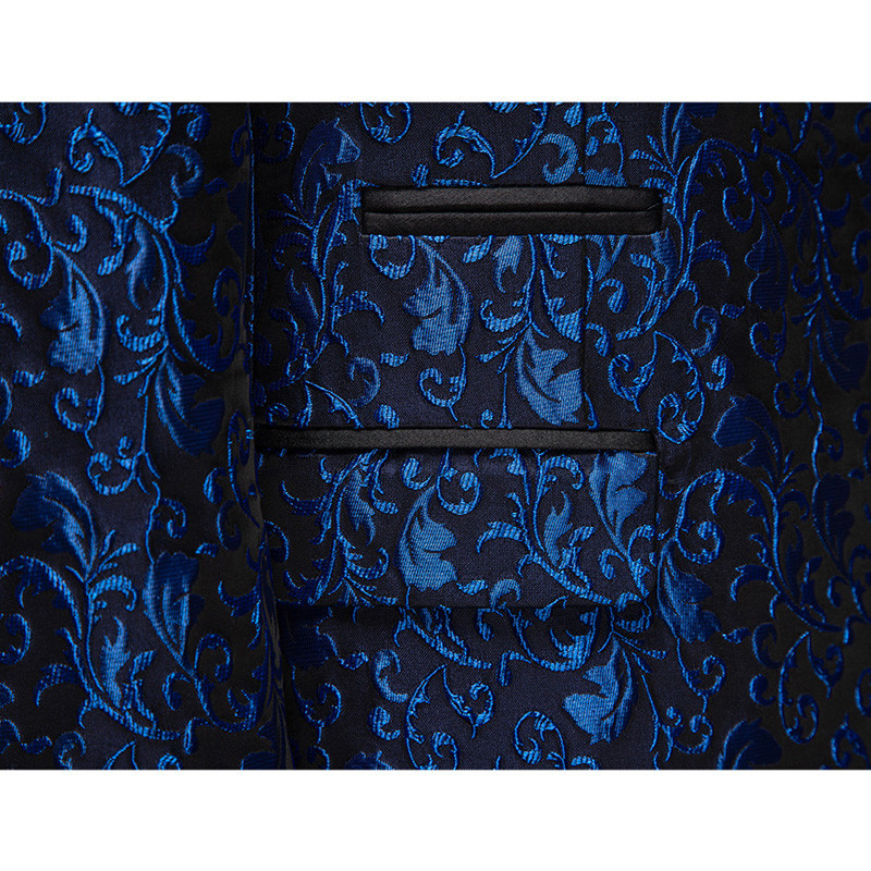 Virágos jacquard férfi öltöny klubbálba 2 részes karcsú esküvői szmoking férfi divat ruha szett Blézer nadrággal Raktáron