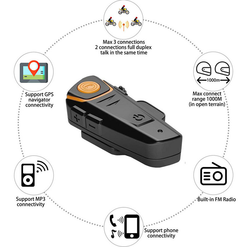 BT-S2 motoros kaputelefon Bluetooth sisak fejhallgató hangszóró rádió motoros kommunikációs rendszer kihangosító fejhallgató