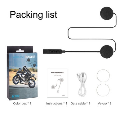 MT02 Bluetooth 5.1 sztereó motoros sisak fejhallgató 200mah akkumulátoros fülhallgató vezeték nélküli hangszóró fejhallgató kihangosító hívás MP3 lejátszás