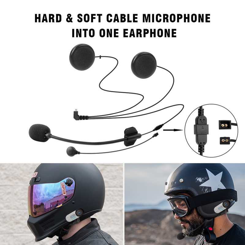 Freedconn Motorcycle Intercom tartozékok 5 tűs Hard Soft 2 az 1-ben mikrofonos fülhallgató TCOM-SC/VB FDC-01VB COLO T-MAX T-REX FX KY PRO-hoz
