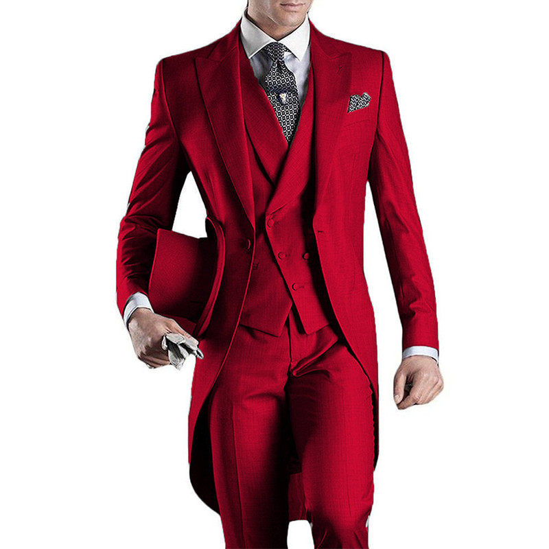 Szürke esküvői férfi farokkabát 3 részes vőlegény szmoking ünnepi báli férfi öltönyökhöz Divat szett dzseki nadrág mellényekkel