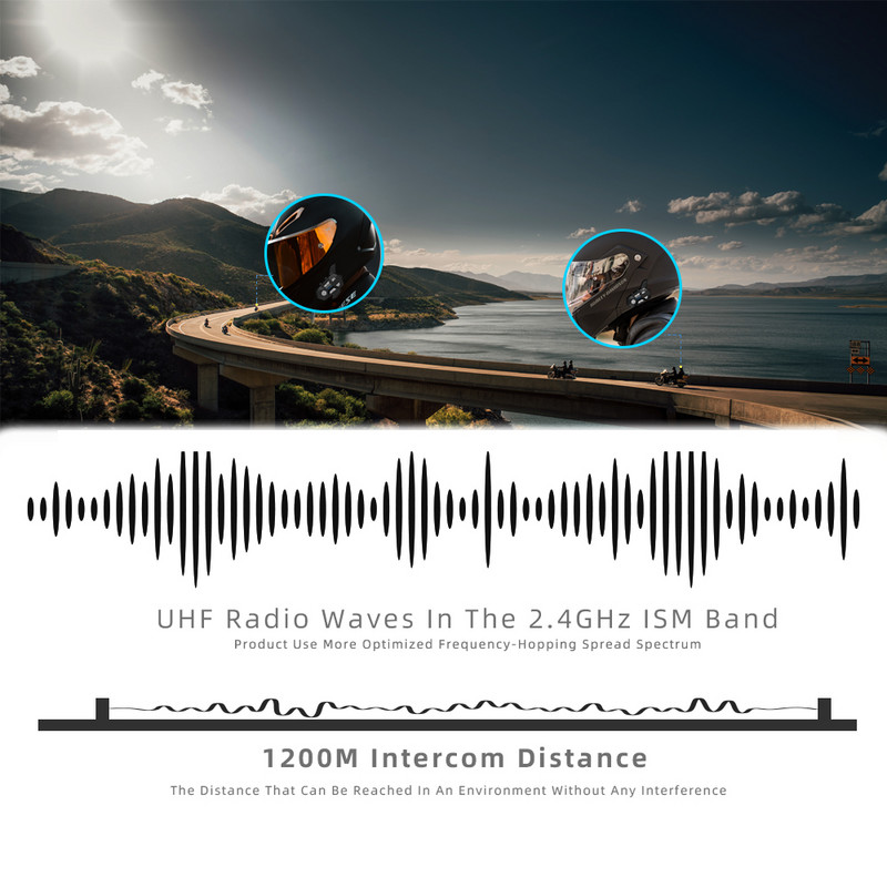 WAYXIN Bluetooth Intercom 2 Rider FM Motorkerékpár Bluetooth Sisak Intercom 1200M MOTO Interphone Sisak Fejhallgatók Intercom R5