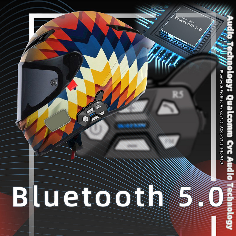 WAYXIN Bluetooth Intercom 2 Rider FM Motorkerékpár Bluetooth Sisak Intercom 1200M MOTO Interphone Sisak Fejhallgatók Intercom R5