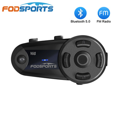 Fodsports V6S kiiver sisetelefon mootorratta bluetooth bluetooth peakomplekt 1000m IP65 veekindel juhtmevaba sisetelefon BT5.0 FM raadio