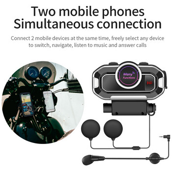 V9 Мотоциклетна каска Слушалки Bluetooth 5.0 Интерком ABS Hands-free Interphone Музикален плейър Интерком слушалки Поддръжка на FM радио
