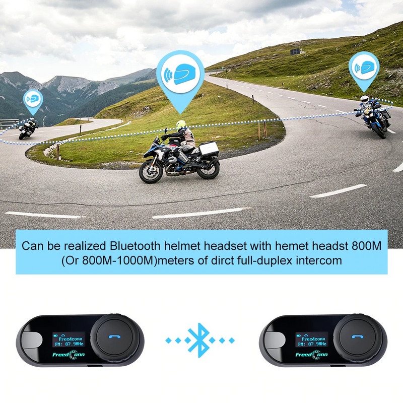 Freedconn 2022 Új T Com Sc Bluetooth Motorkerékpár sisak Intercom Headset 1000M Moto Interphone FM mikrofon Hangszóró Music Bike