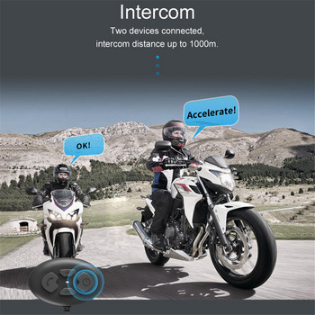 1000m Bluetooth 5.0 Интерком Мотоциклетна каска Слушалки за 2 ездачи Хендсфри Безжична уоки токи Мотор Стерео Интерфон MP3
