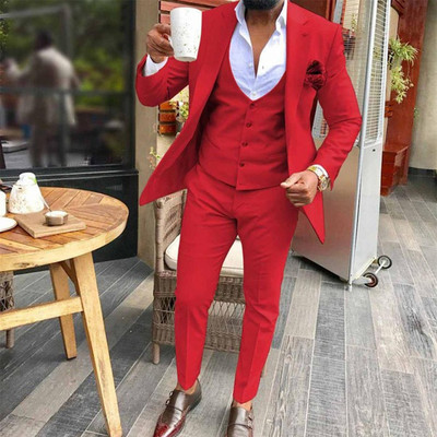 Slim Fit férfi öltönyök esküvőre, 3 részes, alkalmi stílusú férfi divatos jelmez, kabát mellény nadrággal, vőlegény szmoking 2021