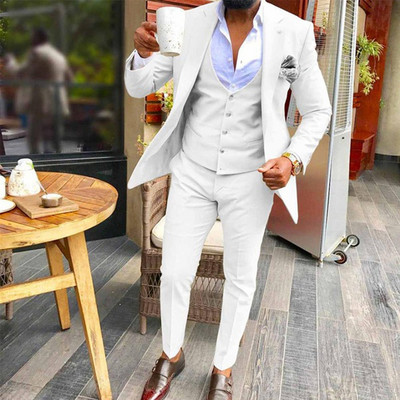 Slim Fit férfi öltönyök esküvőre, 3 részes, alkalmi stílusú férfi divatos jelmez, kabát mellény nadrággal, vőlegény szmoking 2021