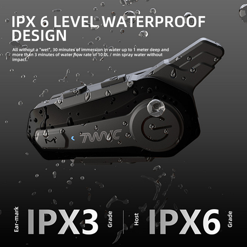 Bluetooth 5.0 motociklo šalmas 1000 m domofonas belaidis laisvų rankų įrangos skambutis vandeniui atsparus triukšmo mažinimo variklis