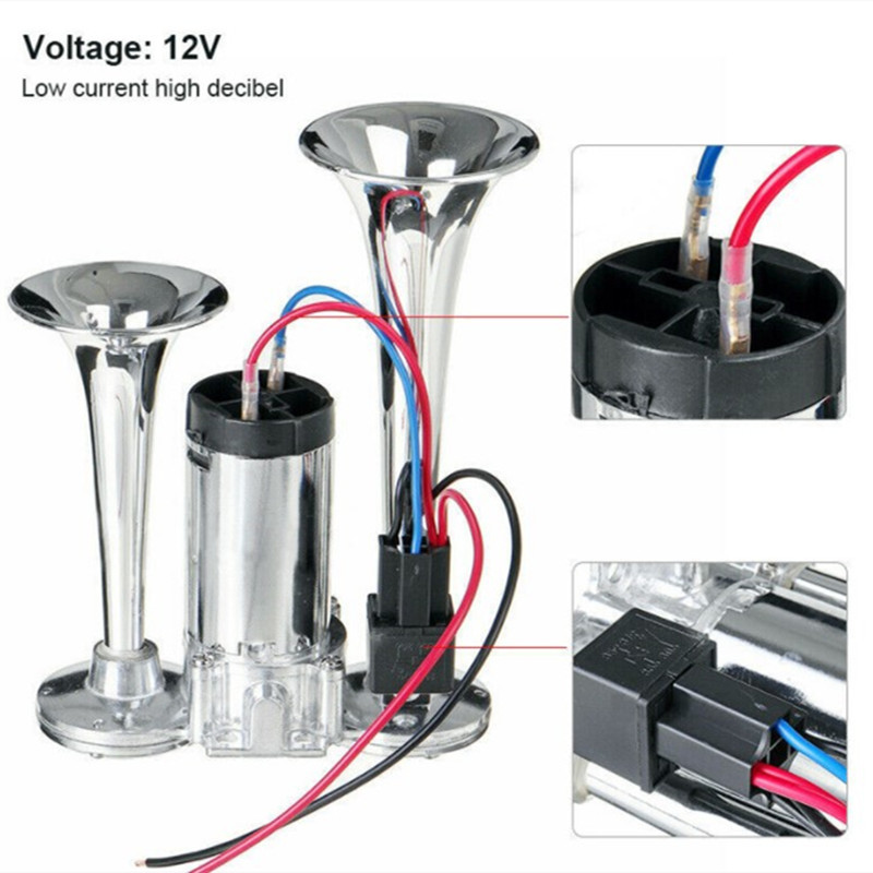 12V 600DB Super Loud Dvigubas Automobilis Trimitas Oro Garso Kompresorius Automobilių Garsiakalbių Komplektas Automobiliams Sunkvežimiams Laivams Motociklams Automobiliams