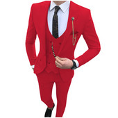 3 részes férfi öltöny, karcsú szabású üzleti vőlegény szmoking esküvőre, csúcsos hajtóka, egyedi férfi divatos kabát mellény nadrággal 2021