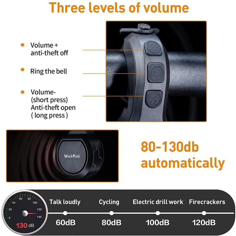 Univerzális elektromos csengő kürt kerékpár motoros riasztó lopásgátló hangszóró vízálló állítható kerékpár kürt USB újratölthető