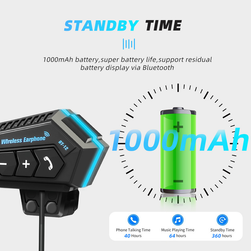 Új BT12 motoros sisak fejhallgató kihangosító készlet sztereó interferencia vízálló zenelejátszó hangszóró vezeték nélküli fülhallgató