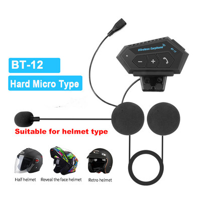 BT-12B motoros sisak fülhallgató Bluetooth 5.0+CSR fejhallgató 2000mah akkumulátoros kihangosító kaputelefon teljes/fél arcú sisakhoz