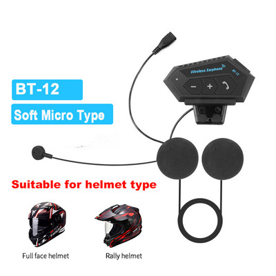 BT-12B motoros sisak fülhallgató Bluetooth 5.0+CSR fejhallgató 2000mah akkumulátoros kihangosító kaputelefon teljes/fél arcú sisakhoz