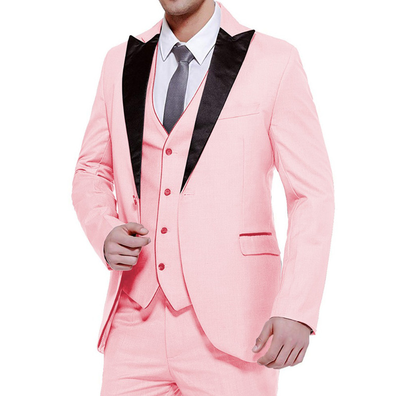 3 részes esküvői szmoking vőfélyeknek, csúcsos hajtóka karcsú szabású férfi öltöny szett kabát nadrággal Mellény Új divatos ruhák