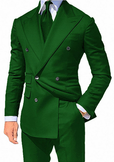 Kétsoros, vékony szabású férfi öltöny csúcsos hajtókával üzleti formális esküvői szmoking vőfélyeknek, 2 részes férfi divatblézer