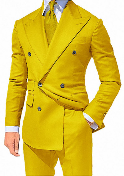 Kétsoros, vékony szabású férfi öltöny csúcsos hajtókával üzleti formális esküvői szmoking vőfélyeknek, 2 részes férfi divatblézer