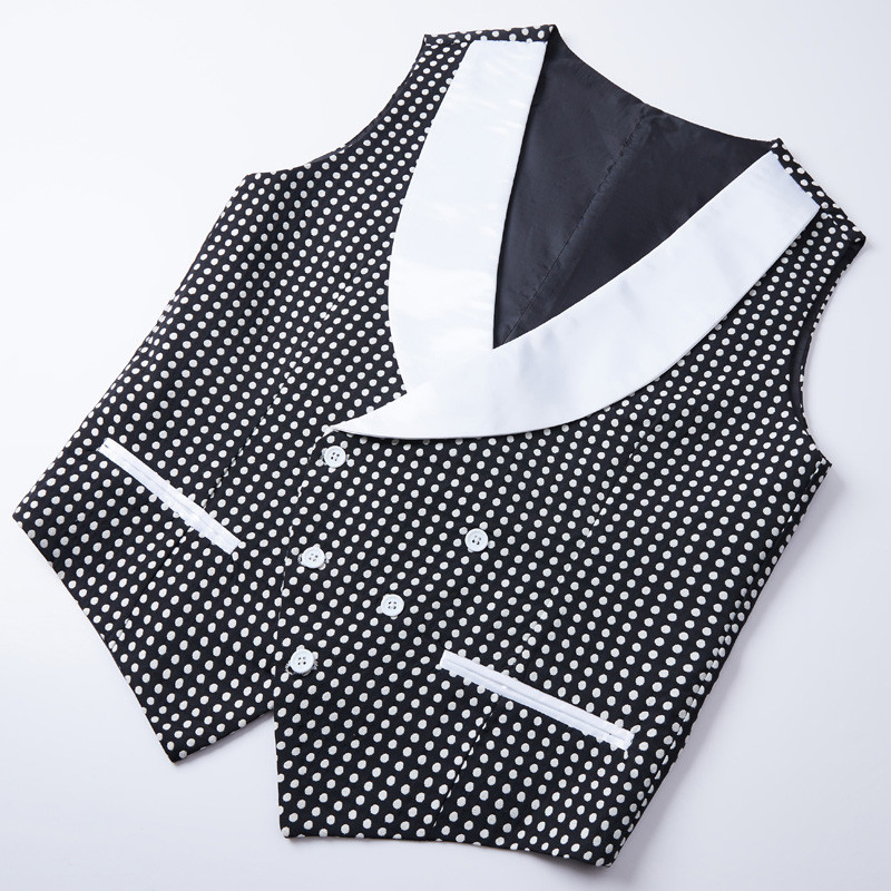 Fekete báli öltöny pontokkal karcsúsított, esküvői vőlegény szmoking, 2 részes férfi divatjelmez 2022 (kabát + nadrág)