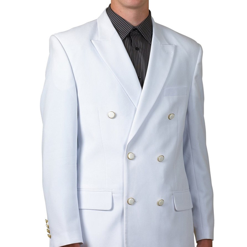 Fehér, dupla mellű vőlegény szmoking esküvőre, 2 részes, vékony szabású formális férfi báli öltöny szett kabát fekete nadrággal, 2020 divat