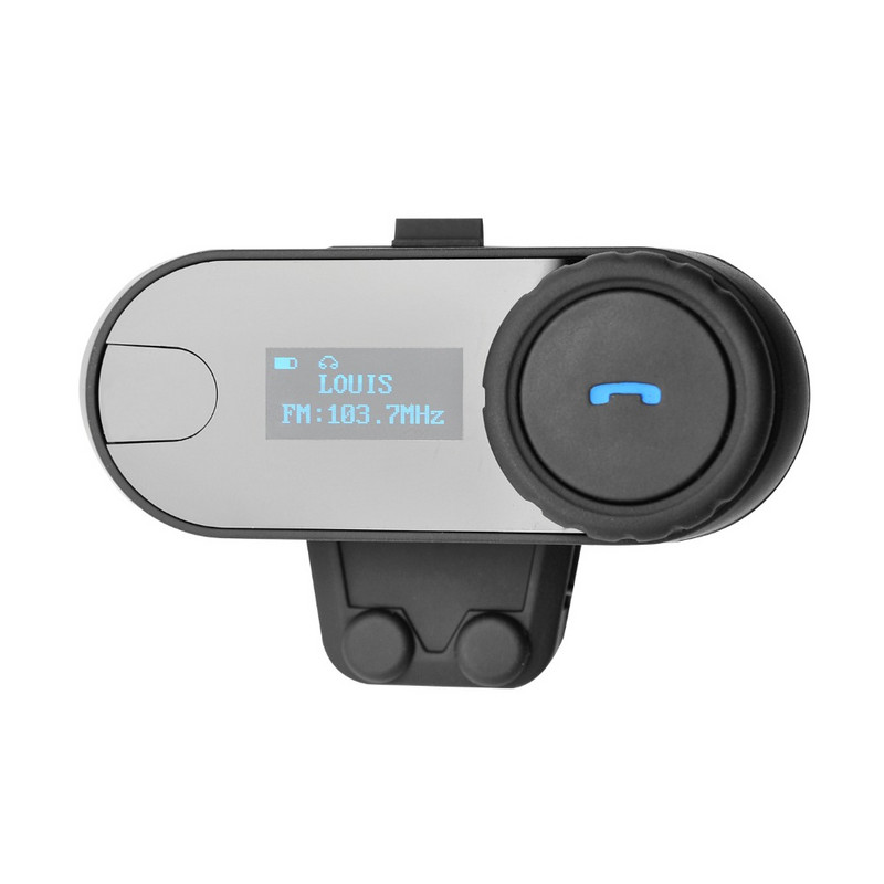 Új verzió TCOM-SC Bluetooth motorkerékpár interfon fejhallgató sisak Intercom LCD képernyő FM rádióval + puha fülhallgató