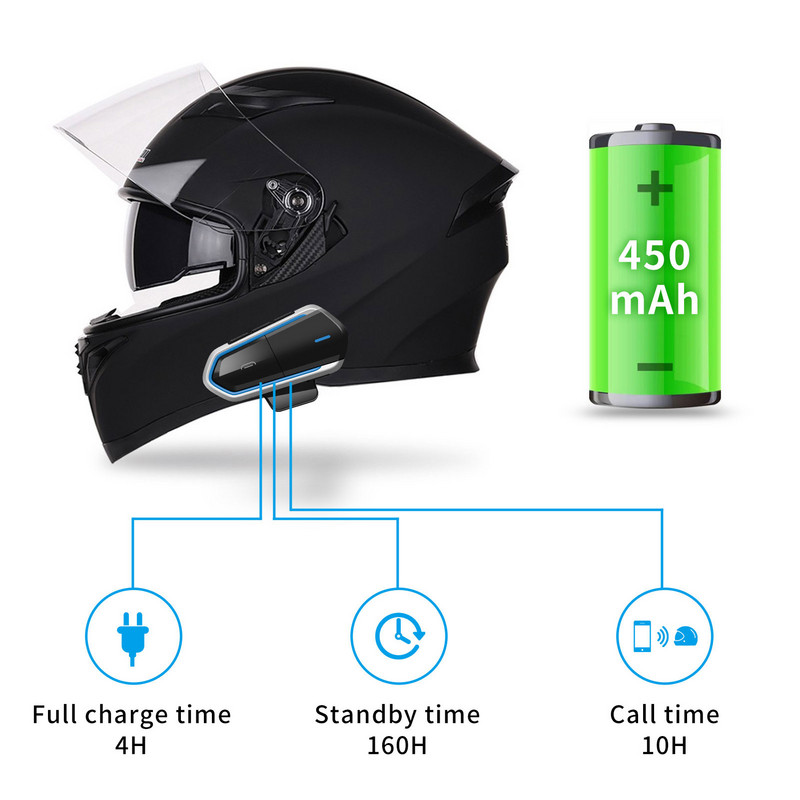 Motoros sisak fejhallgató Blue Tooth motoros fejhallgató motoros szán kaputelefon FM rádió vízálló sztereó zene fülhallgató hangszóró