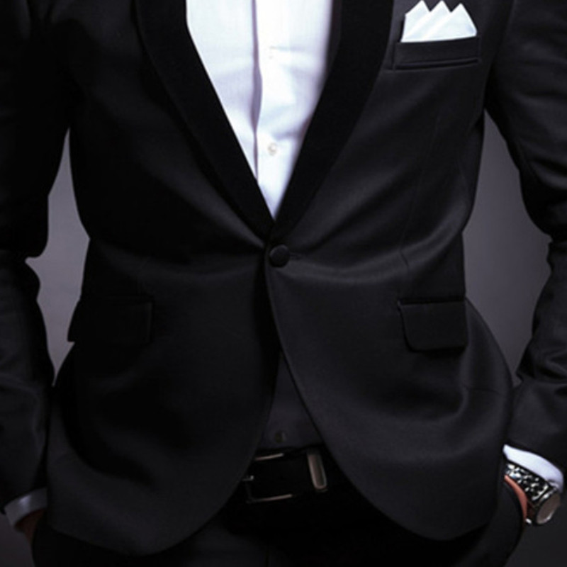 Fekete esküvői szmoking vőlegénynek, 2 részes, karcsúsított férfi öltöny szett Kendő hajtóka Egyedi báli, üzleti barát dzseki nadrággal 2022