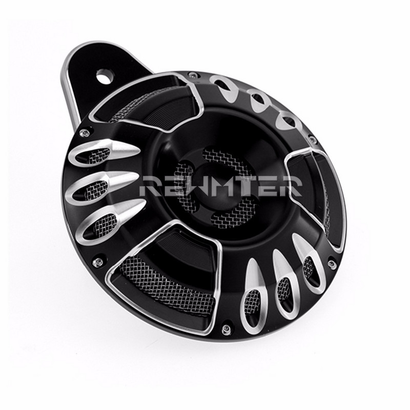 Motorkerékpár CNC kürtvédő fekete/króm Harley Touring FLHR FLHT 1991-2017 FLT nagy ikerkürt Sportster XL 883 1200 2007-2018