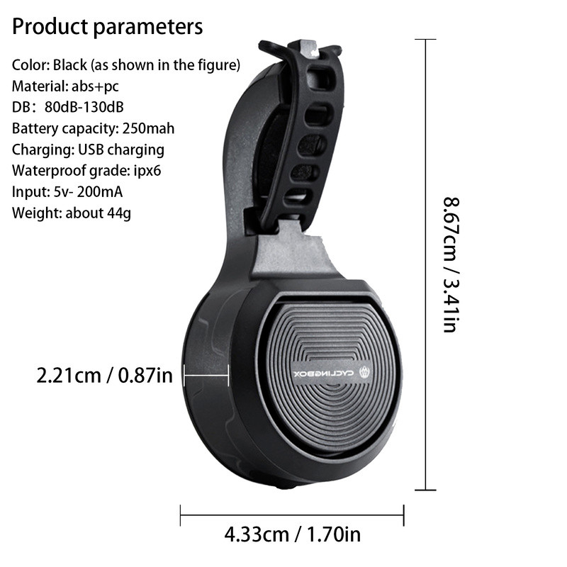 Elektromos csengő kerékpár kürt Elektromos robogó motorkerékpár riasztó kormányhangszóró USB újratölthető vízálló lopásgátló kürt