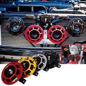 2 db Piros Fekete Hella Super Loud Compact Electric Blast Tone Air Horn Kit 12V 115DB Motorkerékpár autóhoz