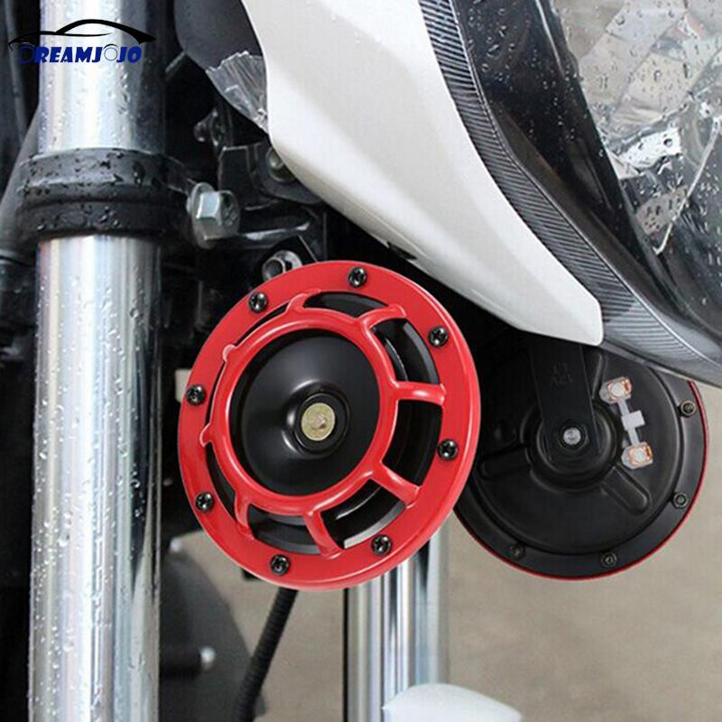 2 db Piros Fekete Hella Super Loud Compact Electric Blast Tone Air Horn Kit 12V 115DB Motorkerékpár autóhoz