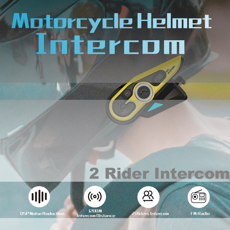 WAYXIN R15 motoros sisak Intercom Intercom Bluetooth 5.0 sisakok vezeték nélküli FM rádió fejhallgató interfon 1200M vízálló