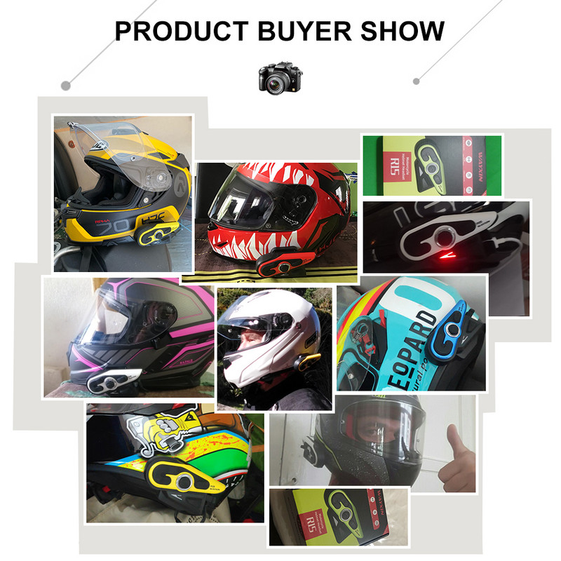 WAYXIN R15 motoros sisak Intercom Intercom Bluetooth 5.0 sisakok vezeték nélküli FM rádió fejhallgató interfon 1200M vízálló