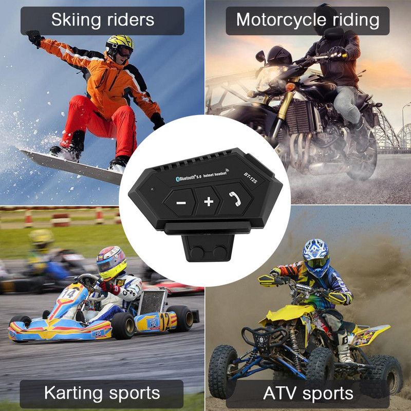 BT-12 S motoros sisak fejhallgató Bluetooth 5.0 kihangosító hívás fülhallgató sztereó interferencia gátló fejhallgató hangszóróhoz Moto Rider