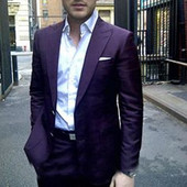 Legújabb kabát nadrág minták Sötétlila szmoking férfi öltöny szett Slim Fit blézer vőlegény esküvői báli öltönyök Terno Masculino (kabát + nadrág)