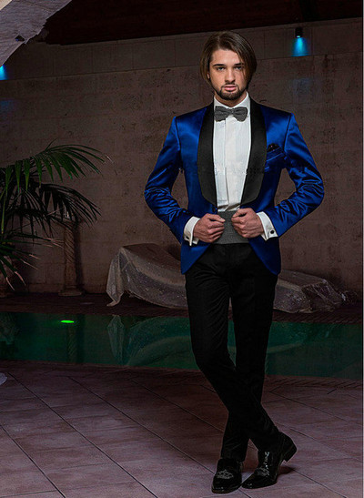 Legújabb kabát nadrág minták Sötétlila szmoking férfi öltöny szett Slim Fit blézer vőlegény esküvői báli öltönyök Terno Masculino (kabát + nadrág)