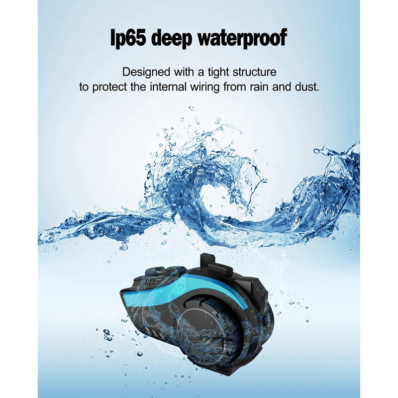 Motorkerékpár 2000M Bluetooth sisak Intercom 6 Rider Interphone headset kompatibilis az összes Bluetooth fejhallgatóval