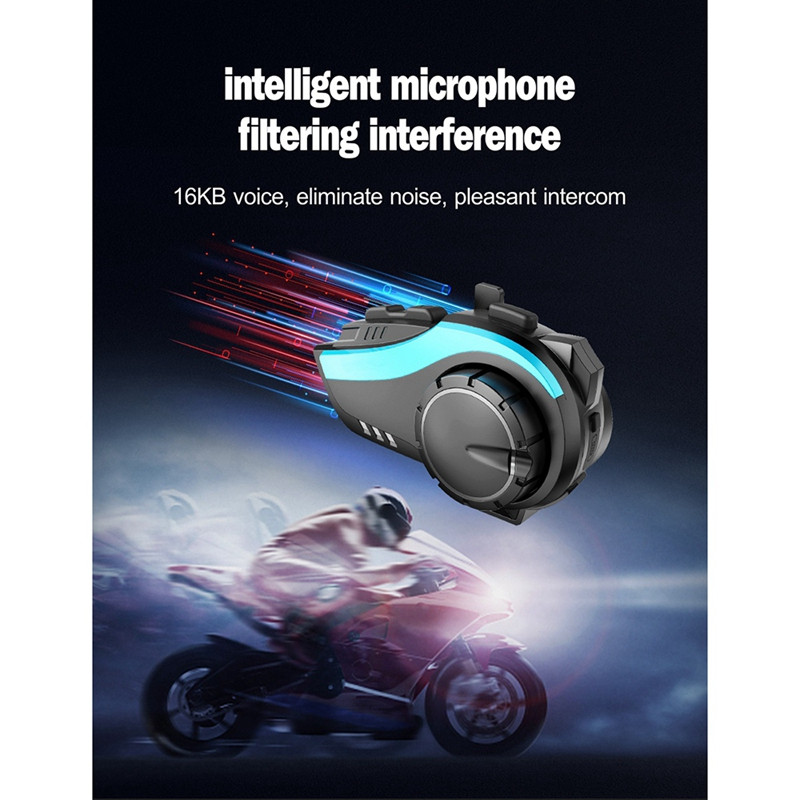Motorkerékpár 2000M Bluetooth sisak Intercom 6 Rider Interphone headset kompatibilis az összes Bluetooth fejhallgatóval
