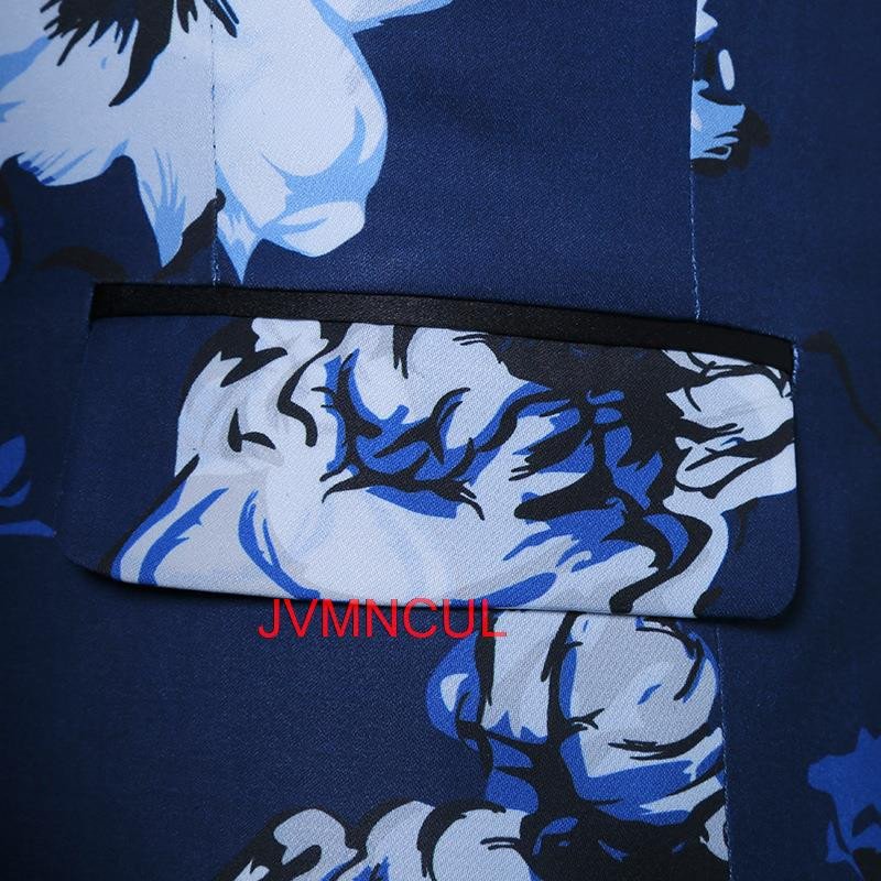 Új érkezett Royal Blue virágos férfi öltönyök esküvőre Legújabb minták Vőlegény szmoking Kendő hajtóka öltöny Férfi Vőfélyek Legjobb férfi blézer