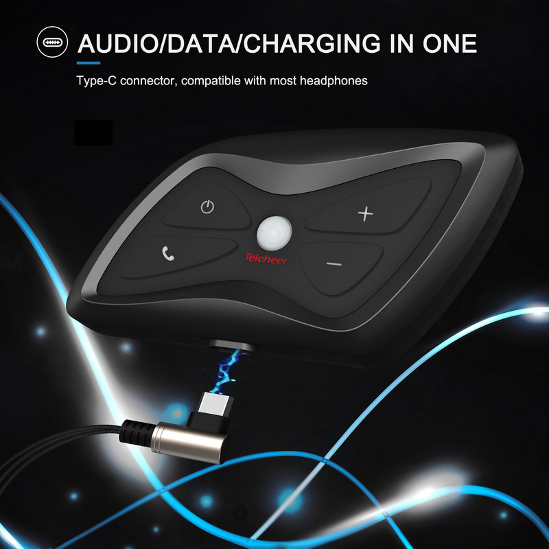 Teleheer T6 Plus motorkerékpár sisak Bluetooth vízálló fejhallgató Full Duplex BT valós idejű kaputelefon támogatás Több személyes kaputelefon