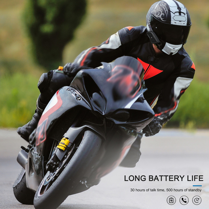 Teleheer T6 Plus motorkerékpár sisak Bluetooth vízálló fejhallgató Full Duplex BT valós idejű kaputelefon támogatás Több személyes kaputelefon