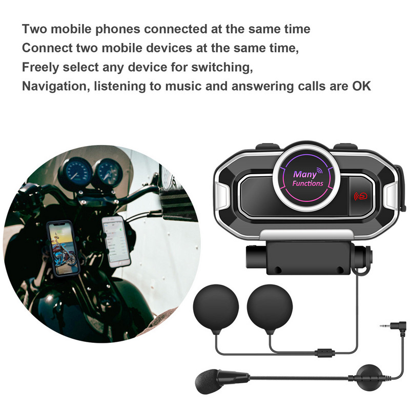 Motorkerékpár vezeték nélküli sisakok fejhallgató vízálló kültéri fejhallgató BT 5.0 motorsport fejhallgató hangszóró kihangosító zene hívásvezérlés